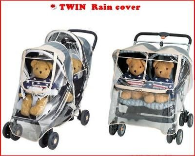 Twin Rain Cover for double stroller Graco Chicco Maclaren Cosatto 