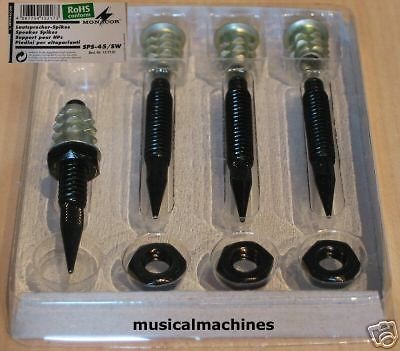 Monacor Black Steel Spikes   Sets 4   Speaker / Stands / Rack