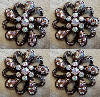 SILVER ANTIQUE COPPER FLORAL CONCHOS HEADSTALL SADDLE BLANKET TACK 