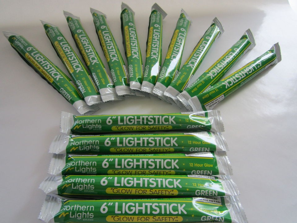 20 GLOW STICKS 6 INCH GREEN 12 HOUR LIGHT ♦ GLOWSTICKS MADE IN USA 