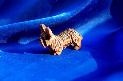 Vintage wood Carved Skye Terrier Anri scottish terrier dog w red 