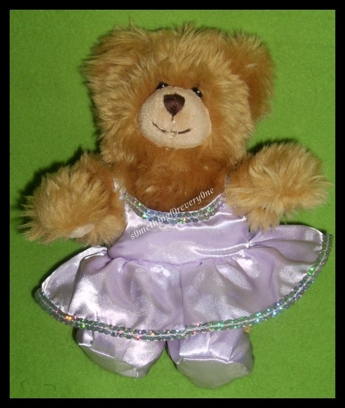 BUILD A BEAR SMALL MINI TEDDY BEAR PLUSH with OUTFIT DRESS SLIPPERS 