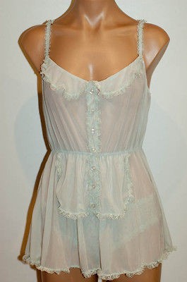 NWT Victorias Secret Light Aqua Apron Style Maid Babydoll Nightie M