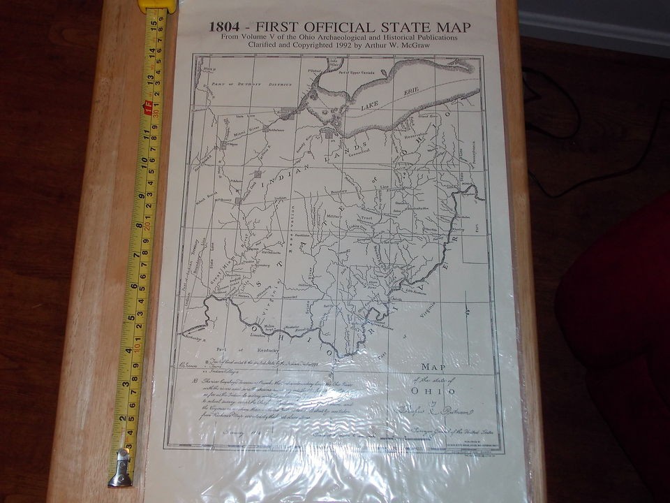 1804 FIRST OFFICIAL STATE MAP ARTHUR MCGRAW REPRINTED 1990 RARE OLD 