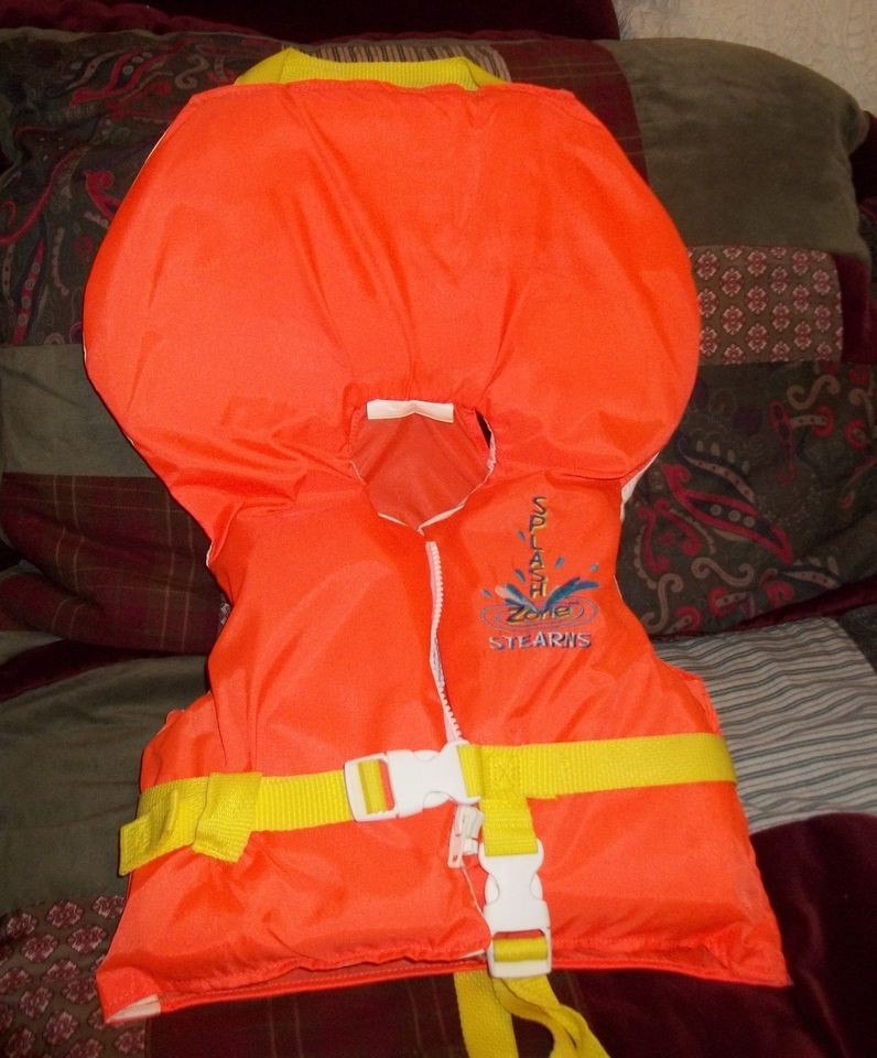 Bright Orange Stearns Splash Zone Child 30 to 50 Pounds Life Vest 