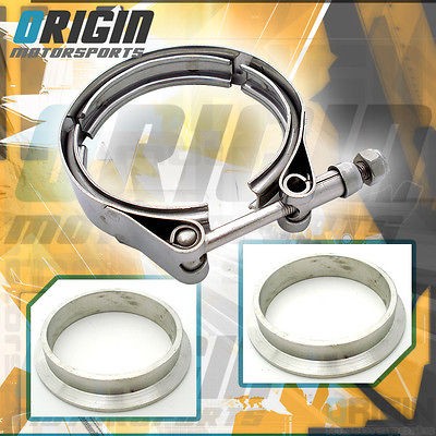   Exhaust Down Pipe Stainless V Band Clamp Kit + 2 Mild Steel Flange