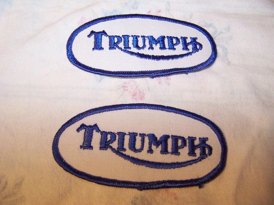 Set of 2 Triumph Motorcycle 3 7/8 Cloth Patches For Jacket & Clothes 