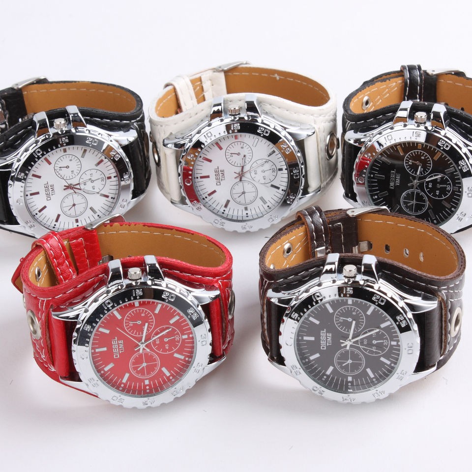 new leather sport fashion oversized men s sport quartz wrist