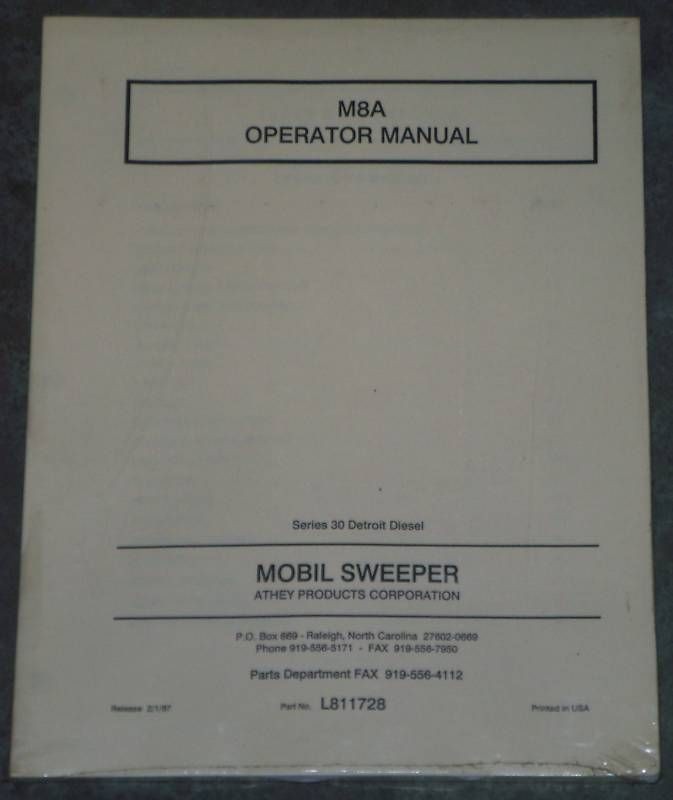 mobil street sweeper m8a operator s manual new time left