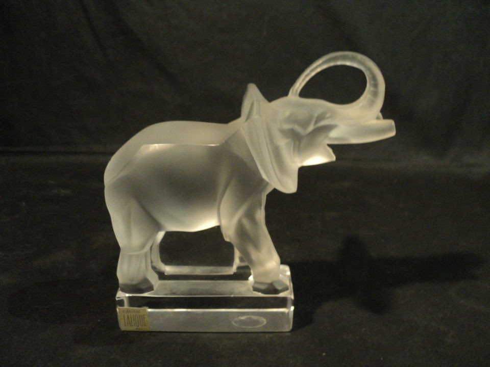 WONDERFUL LALIQUE CLEAR & FROSTED CRYSTAL ELEPHANT PAPERWEIGHT 