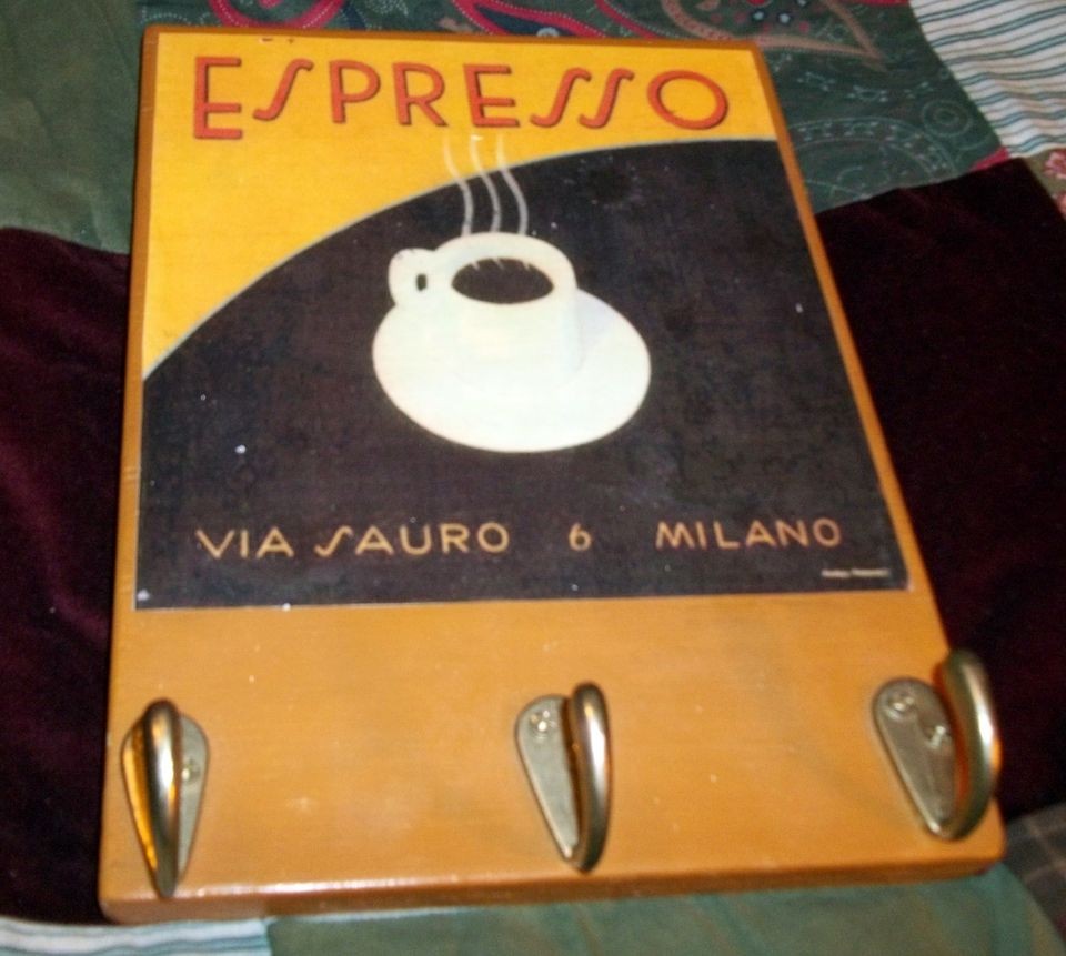 10 1/2 x 7 3/4 x 5/8 Wood Espresso Via Sauro 6 Milano Sign with 3 