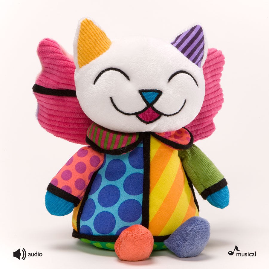 Romero BRITTO PLUSH Stuffed Animal Mini Angel Cat Musicial