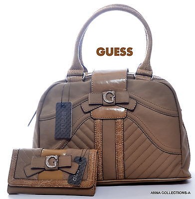 NWT  GUESS BELICIA CAMEL SATCHEL PURSE WITH MATCHING WALLET