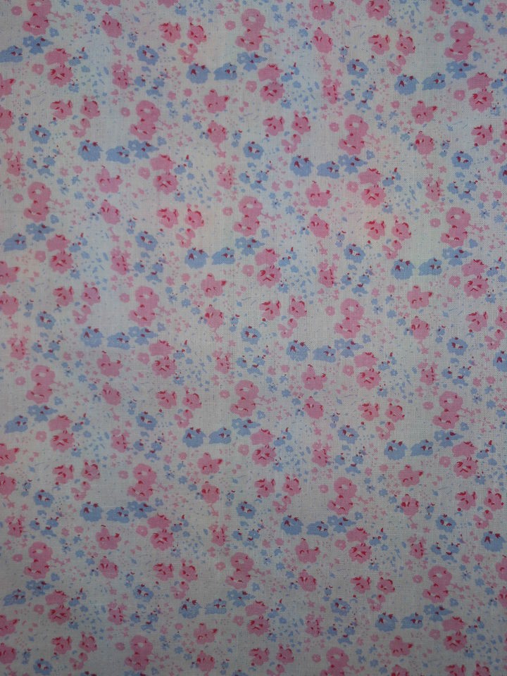small pink and blue flowers on white Pillowcase AND SmallTravel Pillow
