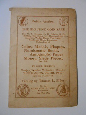the big june coin auction 1932 thomas l elder catalog