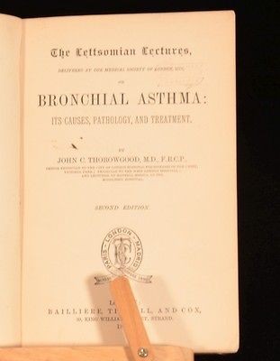 Newly listed 1885 The Lettsomian Lectures Bronchial Asthma John 