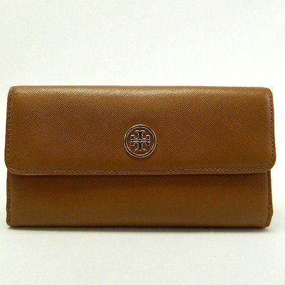 Tory Burch AUTH Luggage Robinson Double Snap Continental Clutch Wallet 