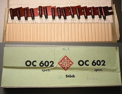 25 germanium transistors oc602 spez black glass case from germany