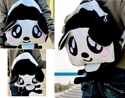   Women Cute Panda Face Casual Canvas Backpack Handbag Travel Bag AA