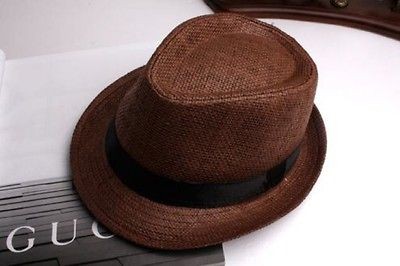 NEW STRAW TRILBY FEDORA HAT VINTAGE FEDORA GANGSTER HAT CAP WOMENS 