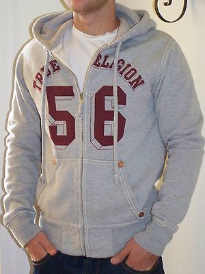 NWT TRUE RELIGION JEANS MENS Zip Sweatshirt Hoodie Gray Classic 56 XL 