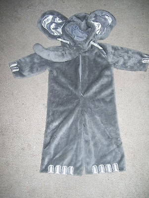  Kids Elephant Costume, 2T, Grey full costume with hood, tuck, trunk