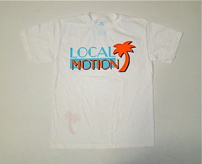 LOCAL MOTION HAWAII SURFING WHITE PALM TREE TEE QUIKSILVER WAVE MENS 