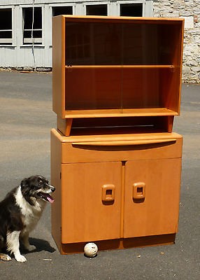 HEYWOOD WAKEFIELD CHINA CABINET   RARE FORM   M995 on M590   CHAMPAGNE