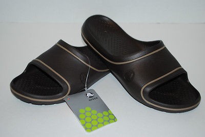 NEW NWT CROCS CROCBAND SLIDE ESPRESSO BROWN / KHAKI 12 men sandals 