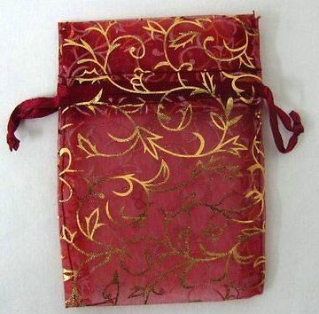   Rose Red Wine ORGANZA GIFT BAGS 3x4 /7.5x10cm Favor jewelery wedding