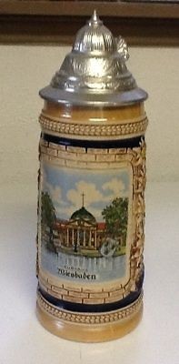 ORIGINAL GERZ W. Germany   LIDDED STEIN Kurhaus   Biesbaden