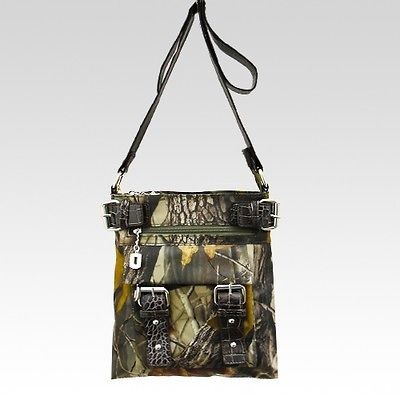 REAL TREE WESTERN COWGIRL CAMO BUCKLE MESSENGER CROSS BODY BAG PURSE