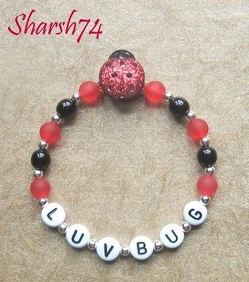 new baby child girls red black glittery personalized ladybug name