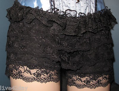 Lace Layer Bloomers Sexy Halloween Tutu Shorts  Black White Cream 