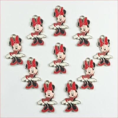 Lot 10pcs Minnie Mouse Metal Girl Charm Pendants Crafts Kids DIY 