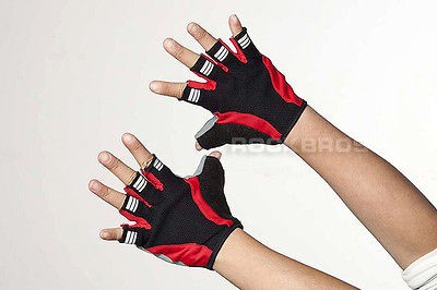   Cycling Gloves Short Gloves Half Short Finger Liv Womens Black Red
