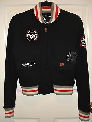 NEW womens ECKO RED S Small M Medium black varsity letterman track 