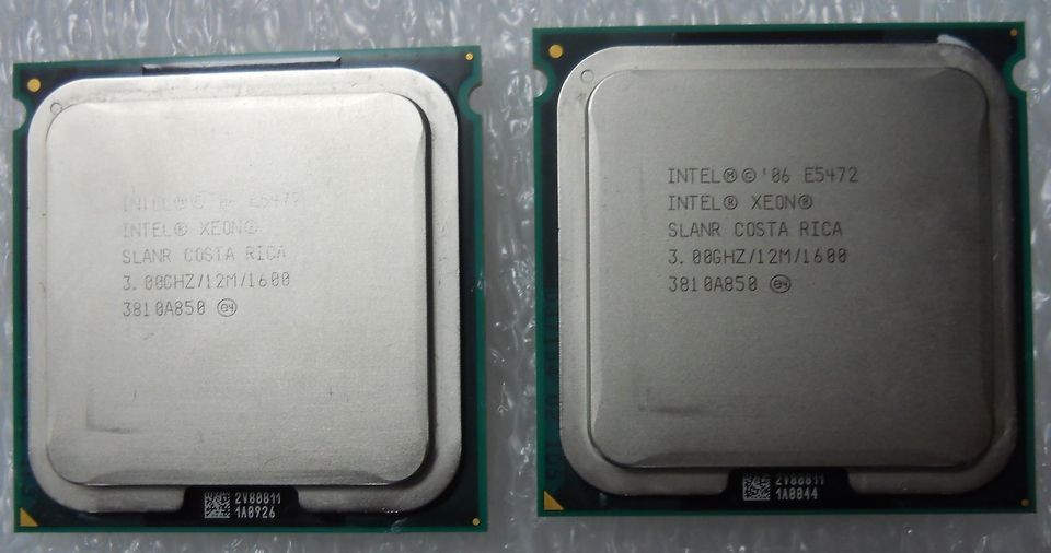 LOT OF 2 INTEL XEON E5472 3.0GHZ QUAD CORE CPUS WITH 1600MHz FSB LGA 