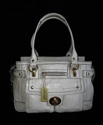 COACH PALE TAUPE LINDSAY LG VINTAGE LEATHER SHOPPER SATCHEL TOTE BAG 