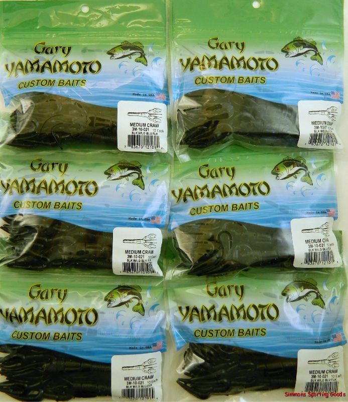 PACKS GARY YAMAMOTO 3 MEDIUM CRAW 3M 10 021 BLACK W/ BLUE FLAKE