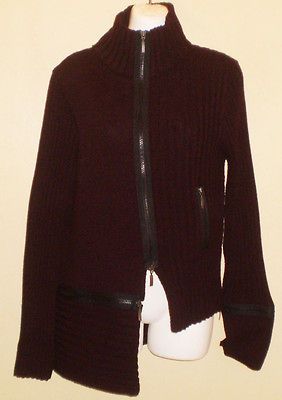 SARAH PACINI Lagenlook Quirky Zippers Cardigan Ribbed Sweater One Size 