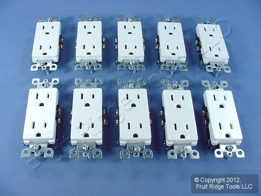 10 Leviton White Decora Receptacles Duplex Outlets 15A 5325 W