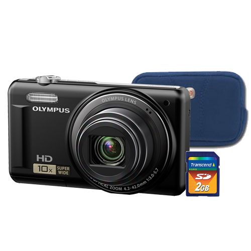 Olympus D720BLKKIT 14.0 Megapixel, 10x Zoom, Digital Camera Bundle 2GB 