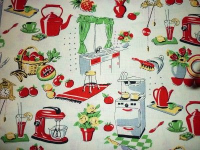 fq old fashioned 1950 s kitchen fabric vintage retro