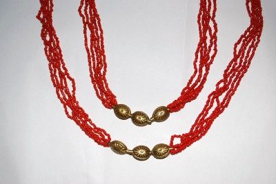 New Rue 21 Beaded Station Red Bead Necklace Chain 60