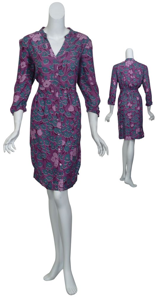  Sweet Silk Purple Floral Print Pleated Cocktail 