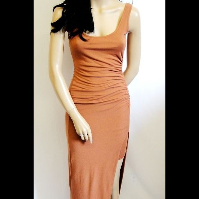 ELIZABETH AND JAMES Jones Brown Rib Sleeveless High Slit Maxi Dress 4 