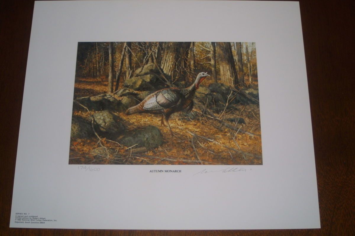 1982 NWTF Turkey Print w Stamp by Robert K Abbett 15