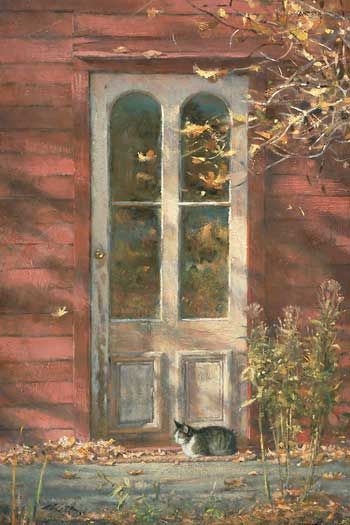 Robert Abbett Fall Cat Scene s N Print October Morning