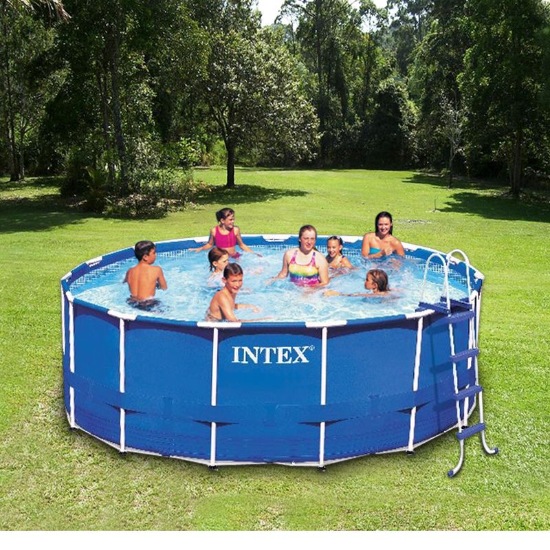 Intex 15 x 42 Metal Frame Above Ground Swimming Pool Complete Set